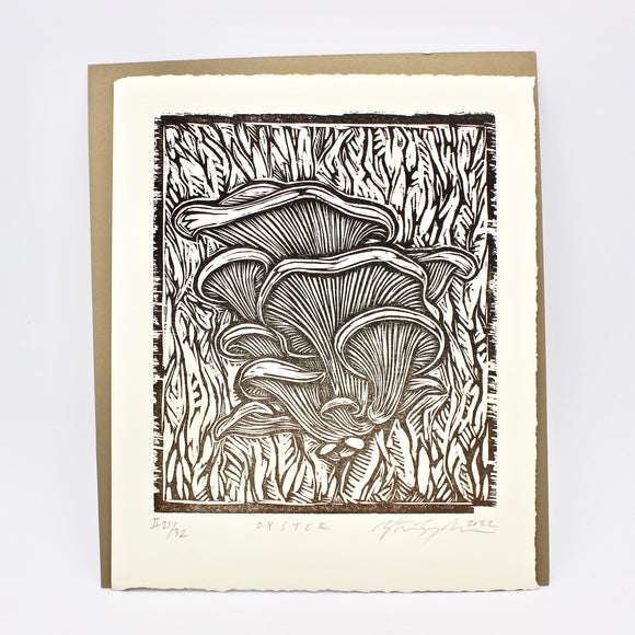 Oyster Mushrooms Woodcut Print By Ethan Snyderman