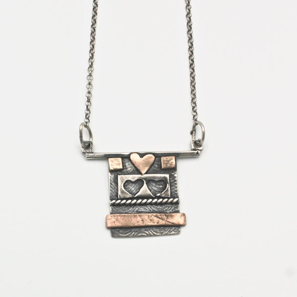Three Heart Rectangle Necklace By Jeannie Haydon