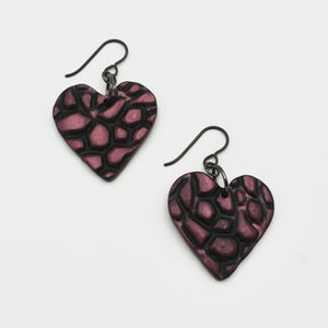 Black and Pink Heart Earrings By Arbel Shemesh