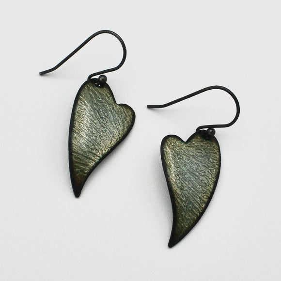 Enamel Heart Earrings in Green By Daria Salus