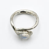 Silver Ring With Rainbow Moonstone By Junko Stickney
