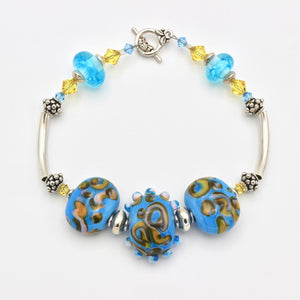 Blue Lampwork Bracelet By Carol Rose