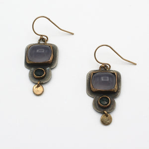 Chalcedony and Sapphire Earrings By Karen Edgerly