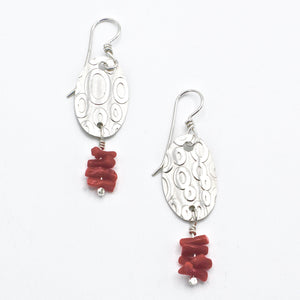 Silver and Coral Earrings By Larry Probst