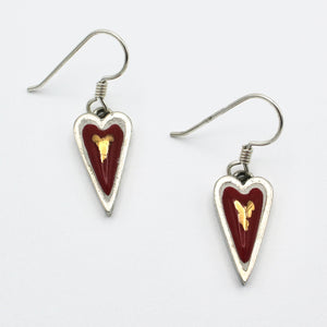 Heart Earrings in Red and Gold By Gail Splaver