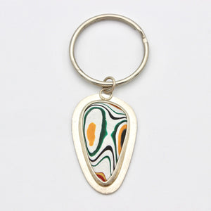 Fordite and Sterling Silver Key Fob By Theresa Kwong