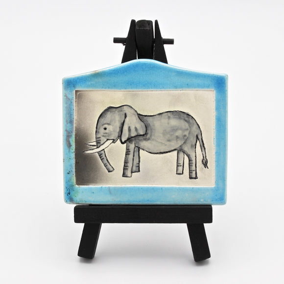 Elephant Tile On Easel By Gail Splaver