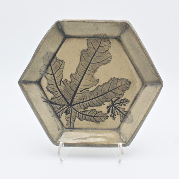 Hexagonal Fig Leaf Plate By Kathy Kearns