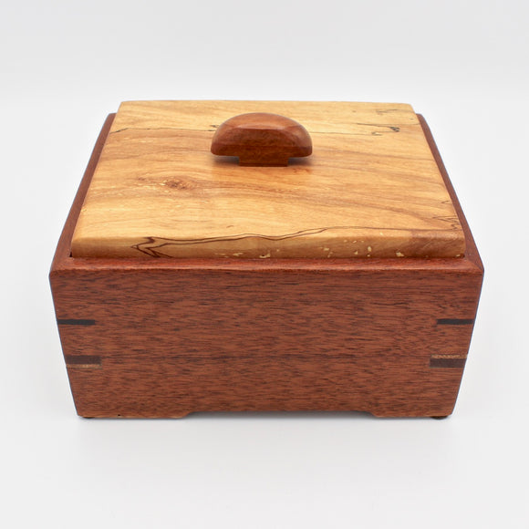 Lidded Box of Santos Mahogany and Birch By Peter Howkinson