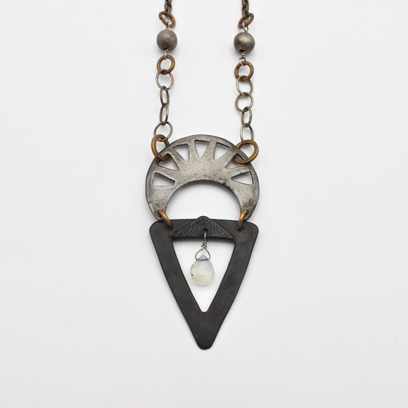 Crescent Triangle Necklace With Moonstone By Jill Gibson
