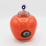 Small Orange Lidded Urn By Jon Oakes