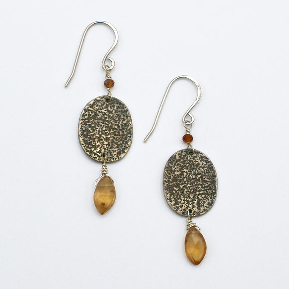 Silver and Hessonite Earrings By Jill Gibson