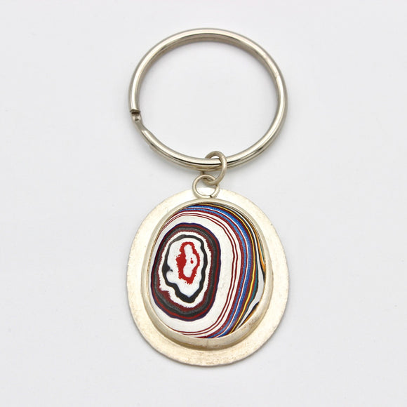 Fordite and Sterling Silver Key Fob By Theresa Kwong