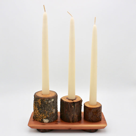 Medium Raw Wood Candle Holder By Peter Howkinson