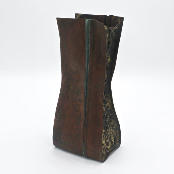 Small Plunkett Fold Vase in Copper By David M Bowman Studio