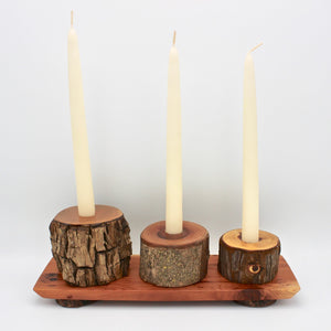 Raw Wood Candlestick Holders By Peter Howkinson