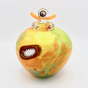 Amber Flecked Lidded Urn By Jon Oakes